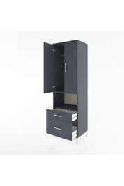 Hyperion Dolap 2 Raflı 2 Çekmeceli Tek Askılı 60x44x195 Antrasit-Antrasit