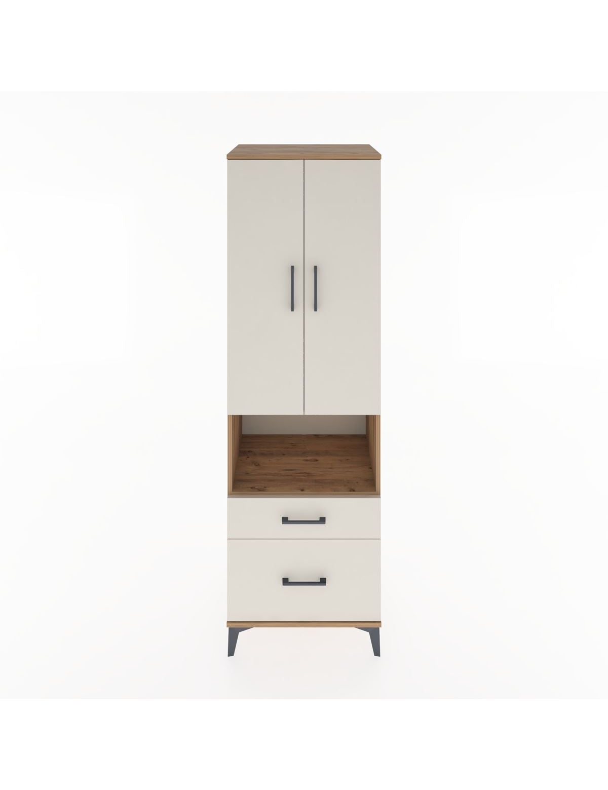 Hyperion Dolap 2 Raflı 2 Çekmeceli Tek Askılı 60x44x195 Çam-Aytaşı