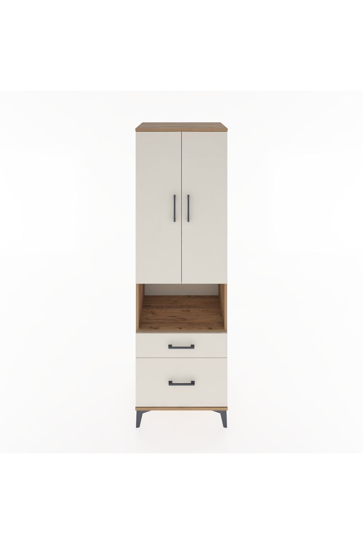 Hyperion Dolap 2 Raflı 2 Çekmeceli Tek Askılı 60x44x195 Çam-Aytaşı