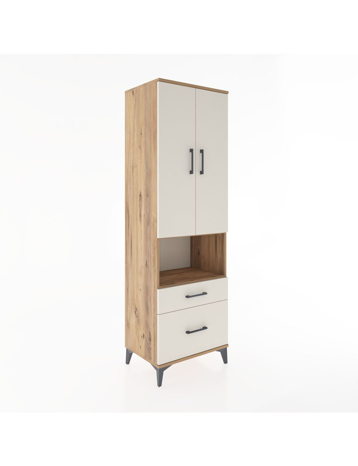 Hyperion Dolap 2 Raflı 2 Çekmeceli Tek Askılı 60x44x195 Çam-Aytaşı