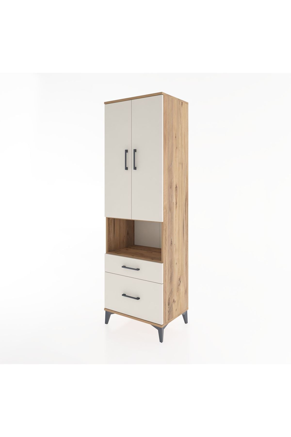 Hyperion Dolap 2 Raflı 2 Çekmeceli Tek Askılı 60x44x195 Çam-Aytaşı