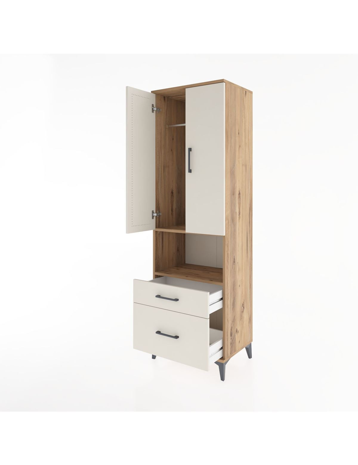 Hyperion Dolap 2 Raflı 2 Çekmeceli Tek Askılı 60x44x195 - S59M040V7B