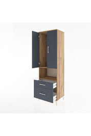 Hyperion Dolap 2 Raflı 2 Çekmeceli Tek Askılı 60x44x195 Çam-Antrasit