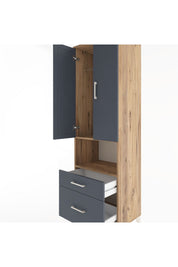 Hyperion Dolap 2 Raflı 2 Çekmeceli Tek Askılı 60x44x195 Çam-Antrasit