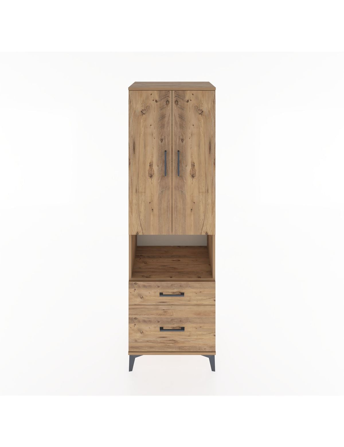 Hyperion Dolap 2 Raflı 2 Çekmeceli Tek Askılı 60x44x195 Çam-Çam