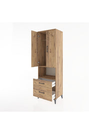 Hyperion Dolap 2 Raflı 2 Çekmeceli Tek Askılı 60x44x195 Çam-Çam