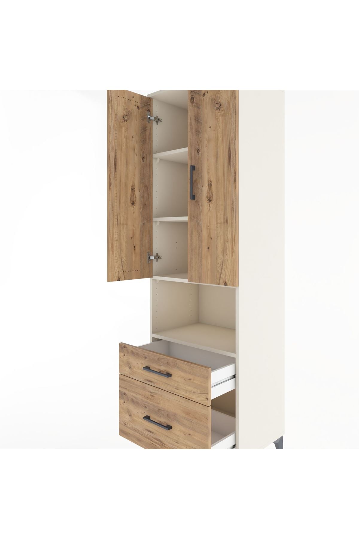 Hyperion Dolap 4 Raflı 2 Çekmeceli 2 Kapaklı 60x44x195 Aytaşı-Çam