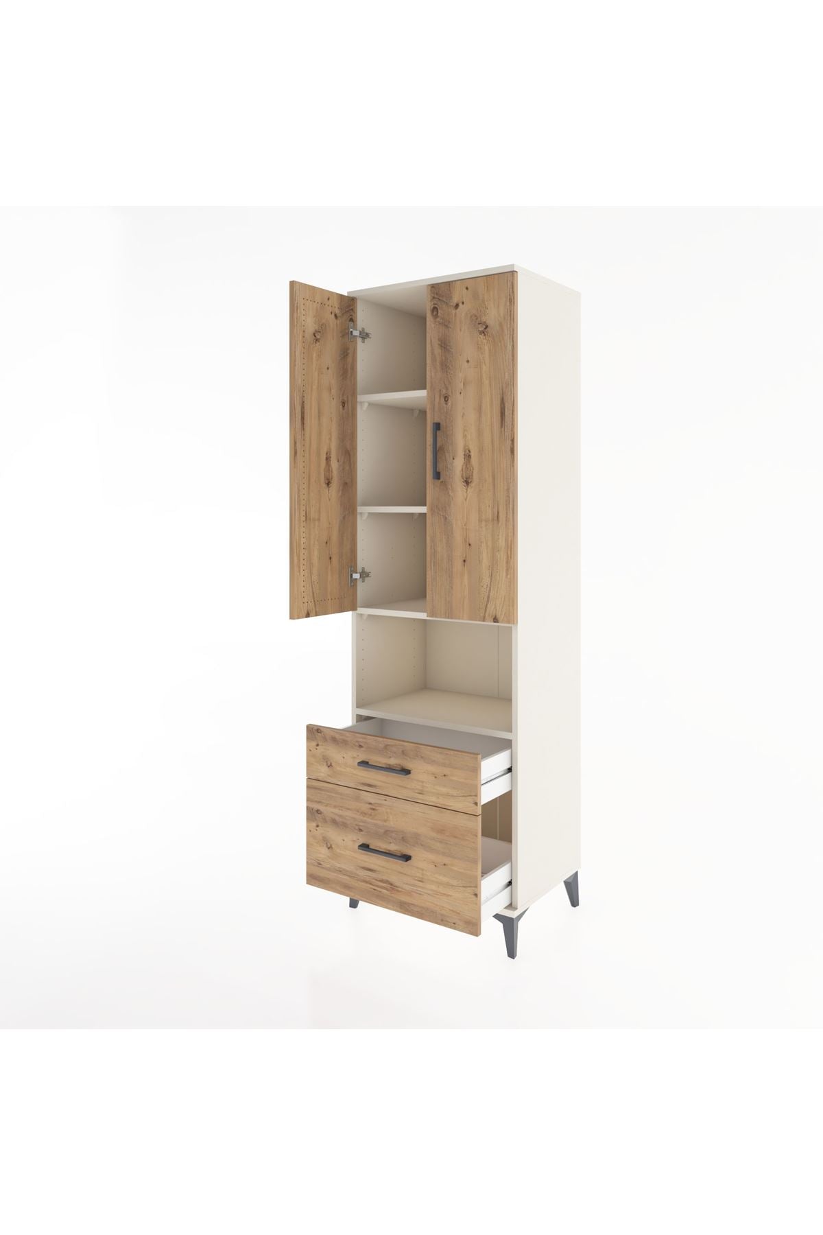 Hyperion Dolap 4 Raflı 2 Çekmeceli 2 Kapaklı 60x44x195 Aytaşı-Çam