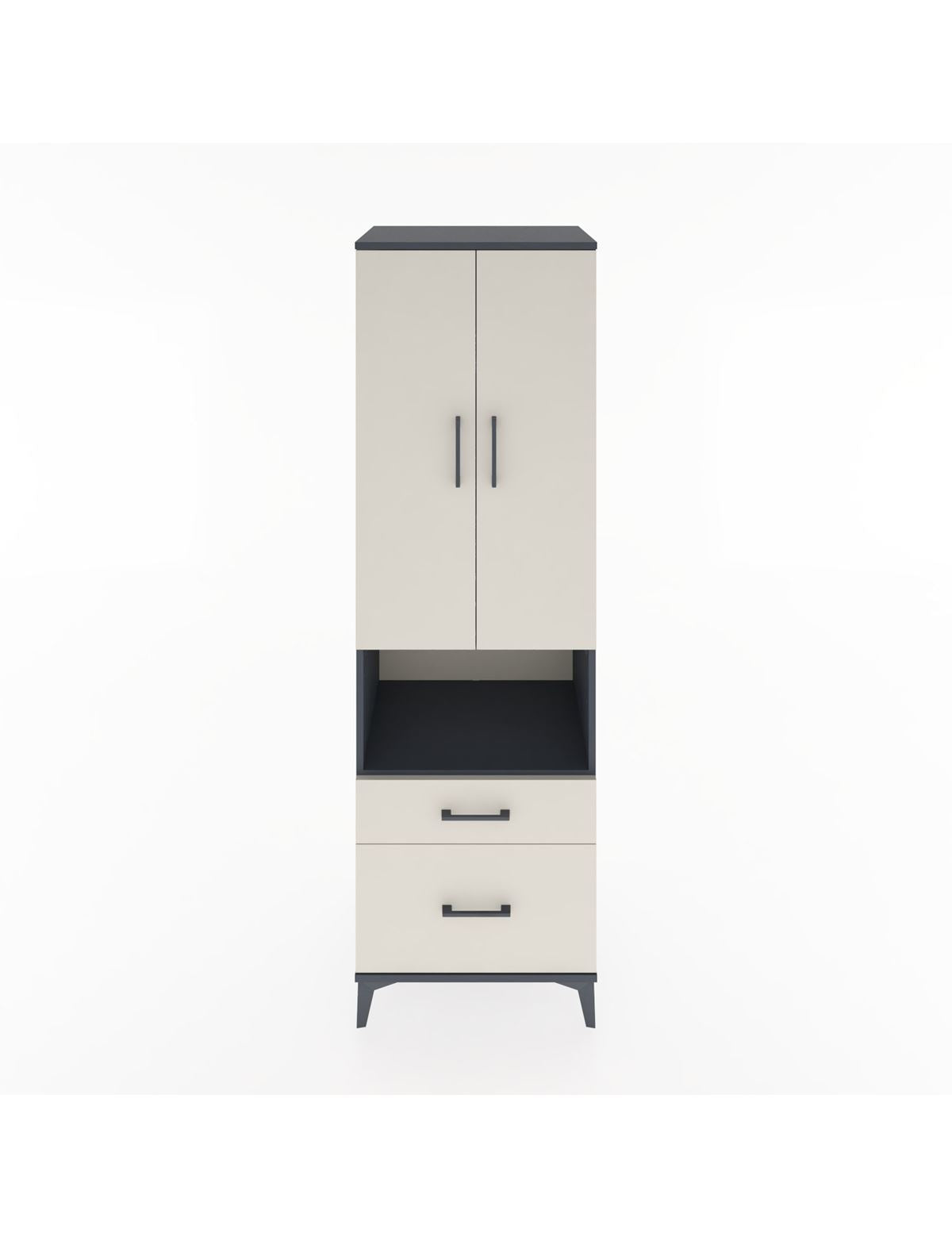 Hyperion Dolap 4 Raflı 2 Çekmeceli 2 Kapaklı 60x44x195 Antrasit-Aytaşı