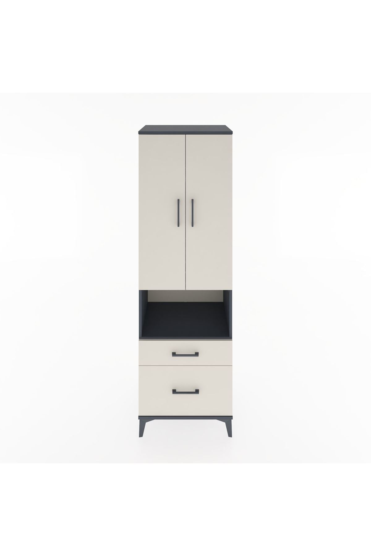 Hyperion Dolap 4 Raflı 2 Çekmeceli 2 Kapaklı 60x44x195 Antrasit-Aytaşı