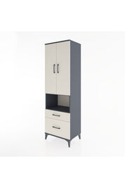 Hyperion Dolap 4 Raflı 2 Çekmeceli 2 Kapaklı 60x44x195 Antrasit-Aytaşı