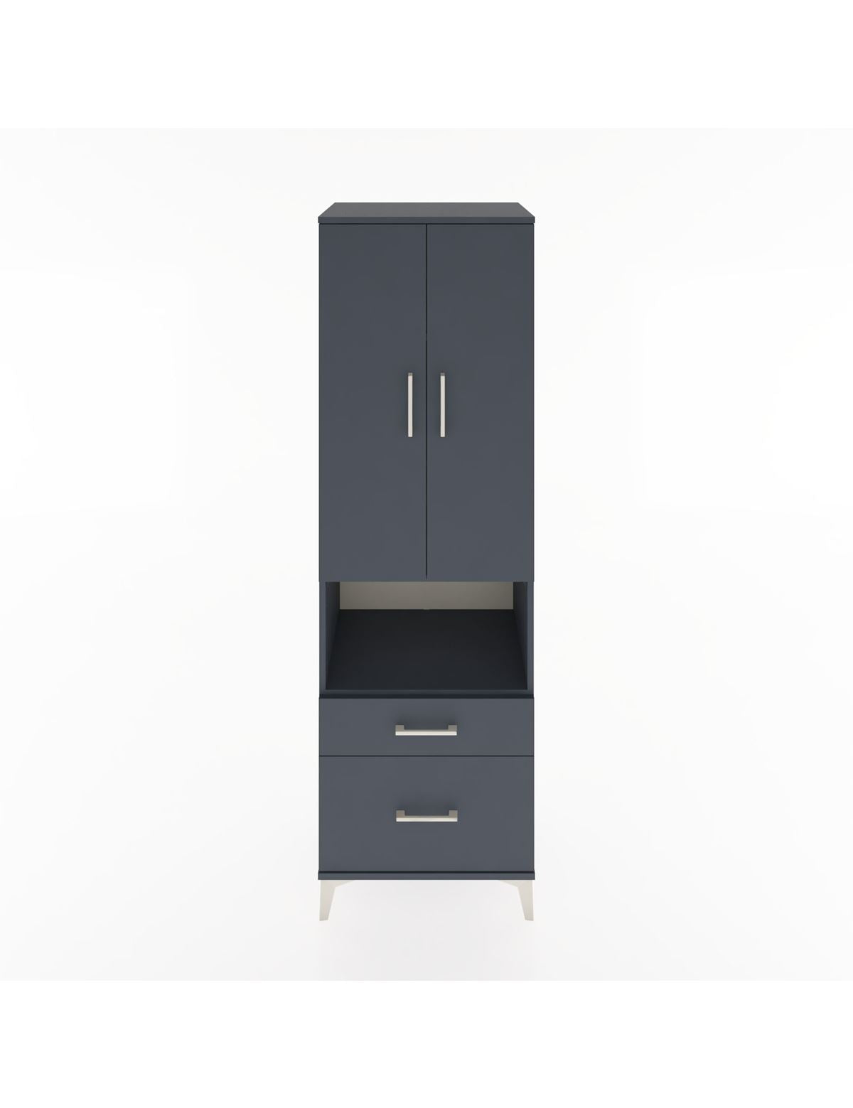 Hyperion Dolap 4 Raflı 2 Çekmeceli 2 Kapaklı 60x44x195 Antrasit-Antrasit
