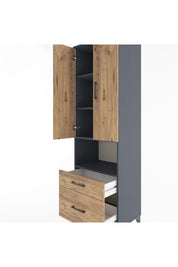 Hyperion Dolap 4 Raflı 2 Çekmeceli 2 Kapaklı 60x44x195 Antrasit-Çam
