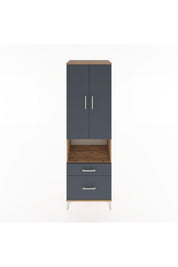 Hyperion Dolap 4 Raflı 2 Çekmeceli 2 Kapaklı 60x44x195 Çam-Antrasit