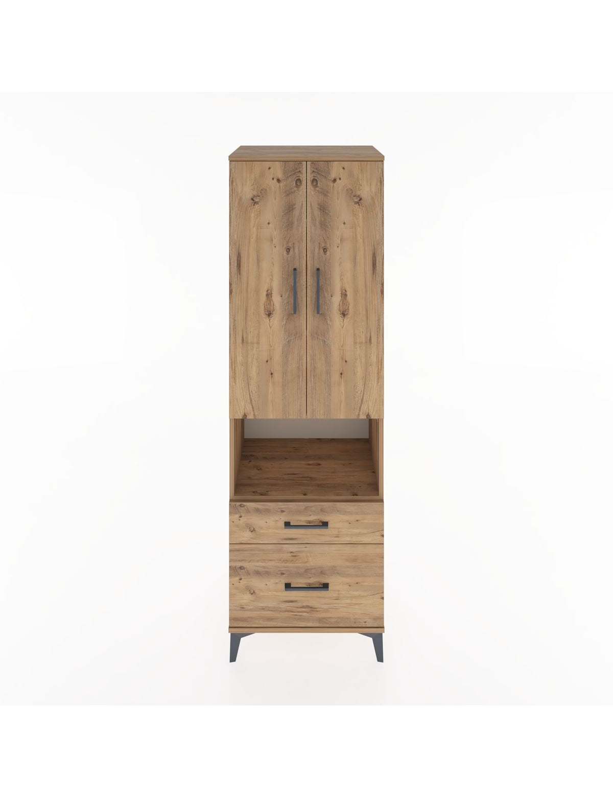 Hyperion Dolap 4 Raflı 2 Çekmeceli 2 Kapaklı 60x44x195 Çam-Çam