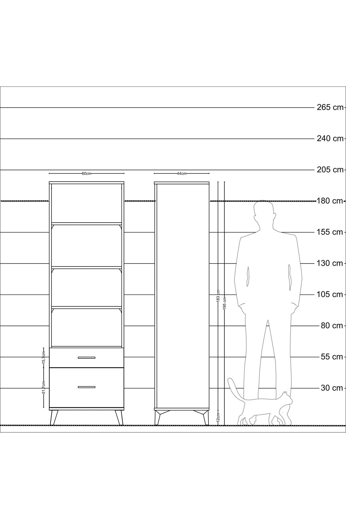 Hyperion Dolap 4 Raflı 2 Çekmeceli 60x44x195 Aytaşı-Antrasit