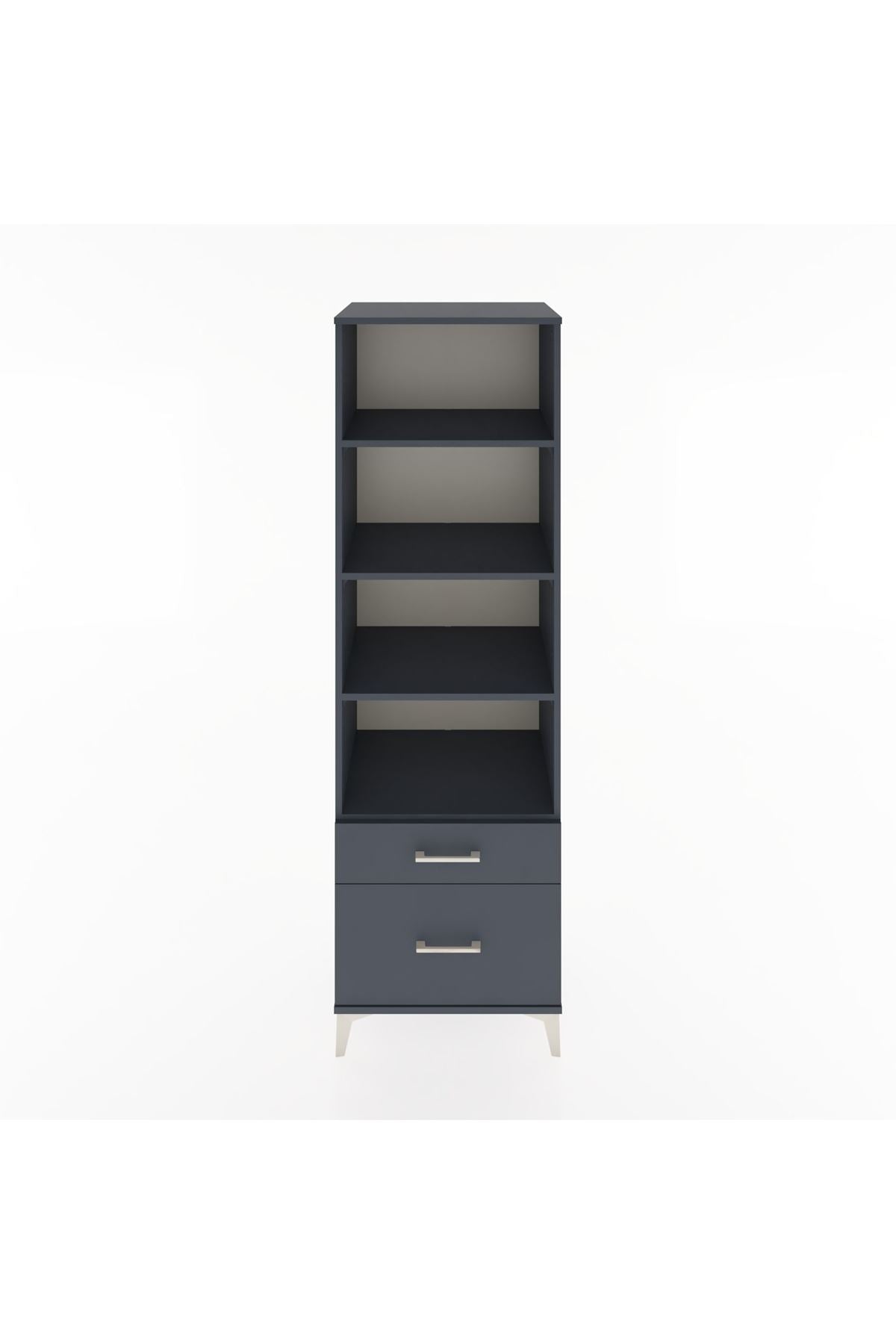 Hyperion Dolap 4 Raflı 2 Çekmeceli 60x44x195 Antrasit-Antrasit