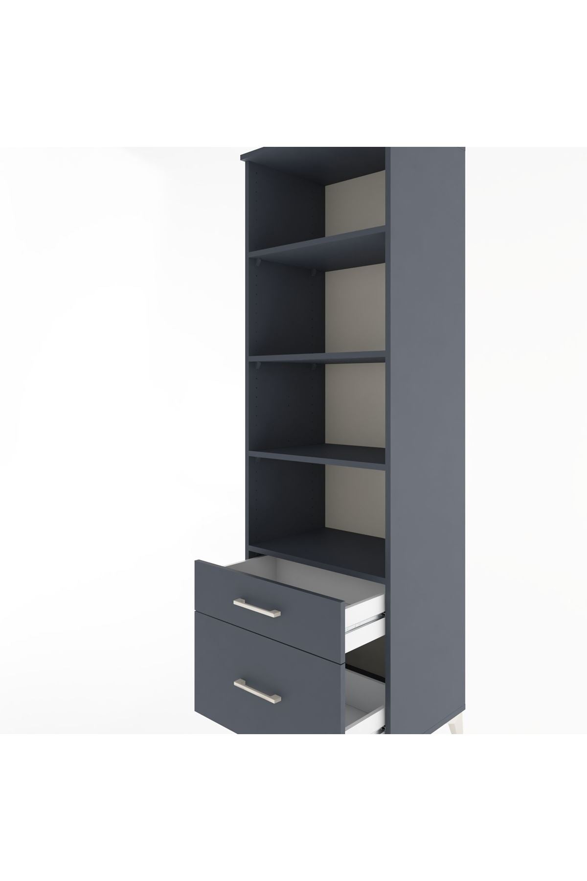 Hyperion Dolap 4 Raflı 2 Çekmeceli 60x44x195 Antrasit-Antrasit