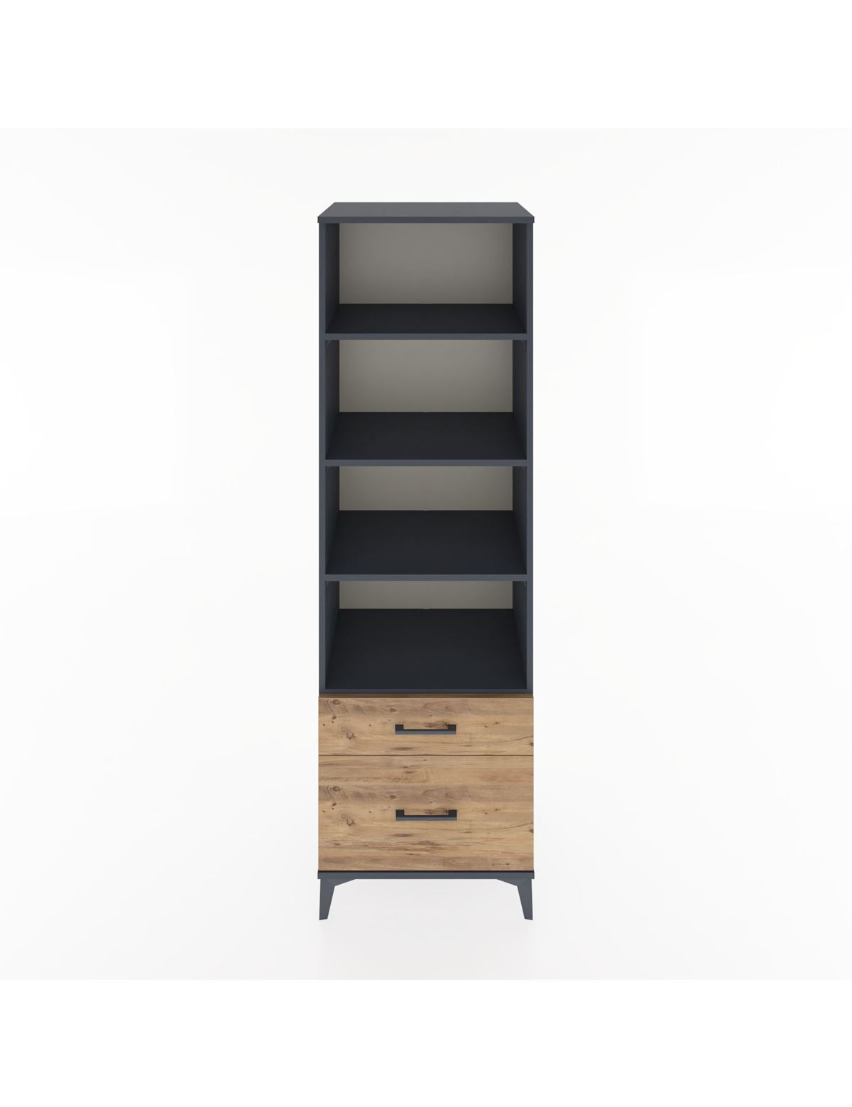 Hyperion Dolap 4 Raflı 2 Çekmeceli 60x44x195 Antrasit-Çam