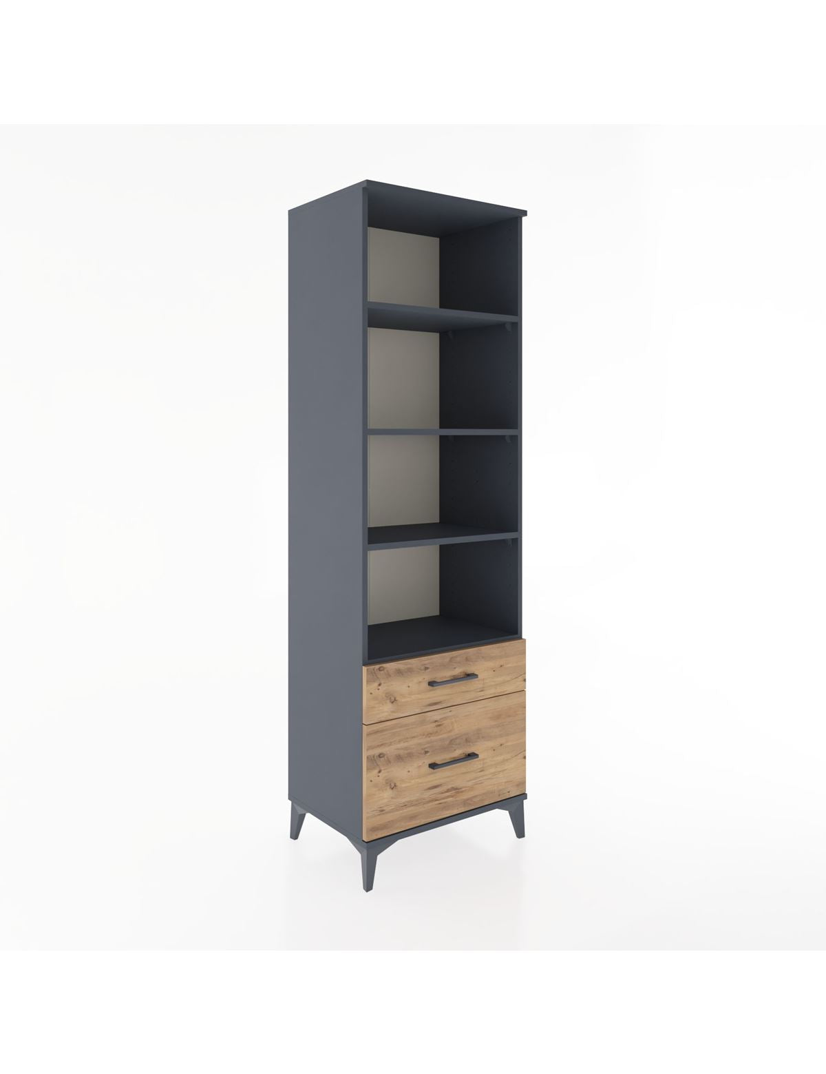 Hyperion Dolap 4 Raflı 2 Çekmeceli 60x44x195 Antrasit-Çam