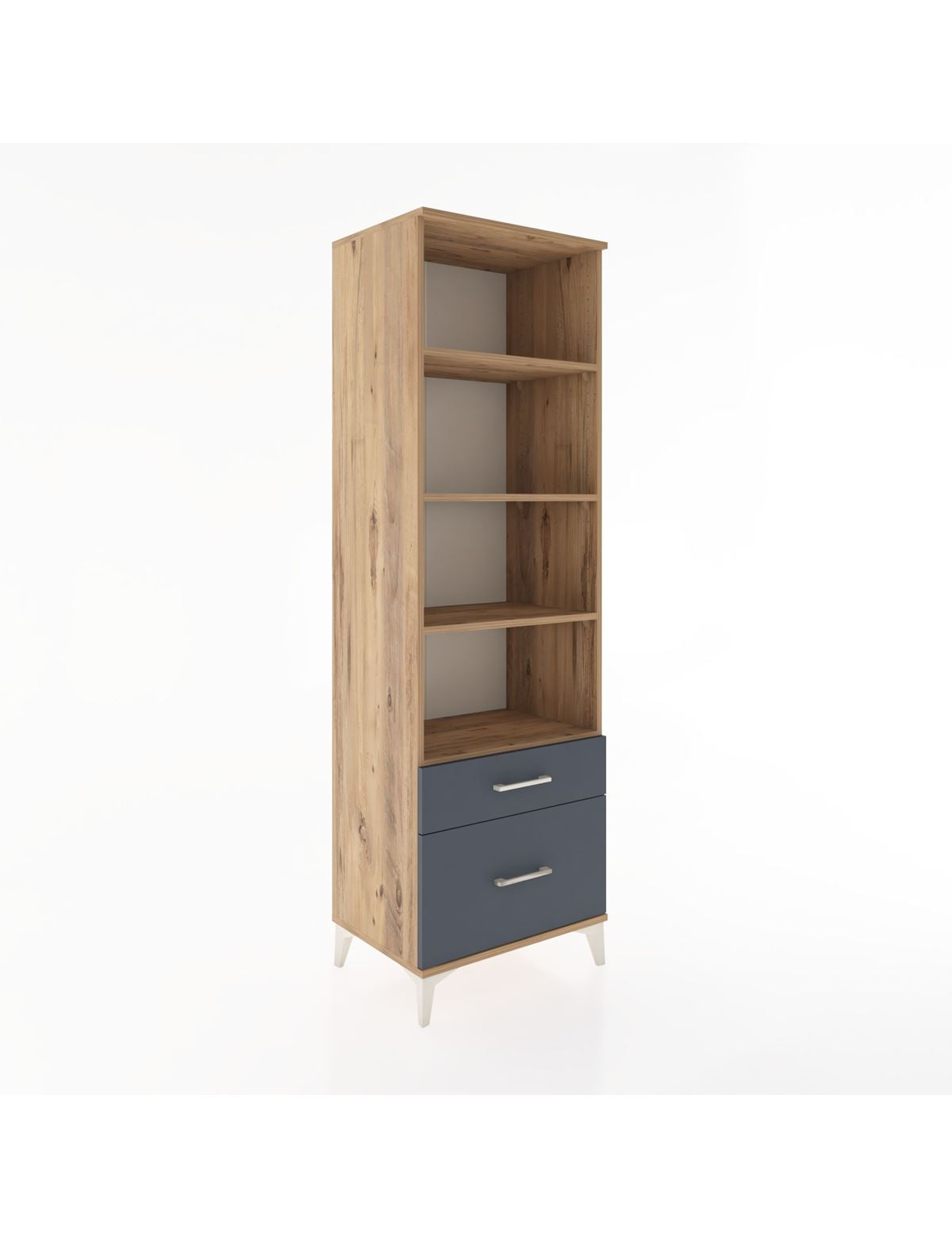 Hyperion Dolap 4 Raflı 2 Çekmeceli 60x44x195 Çam-Antrasit