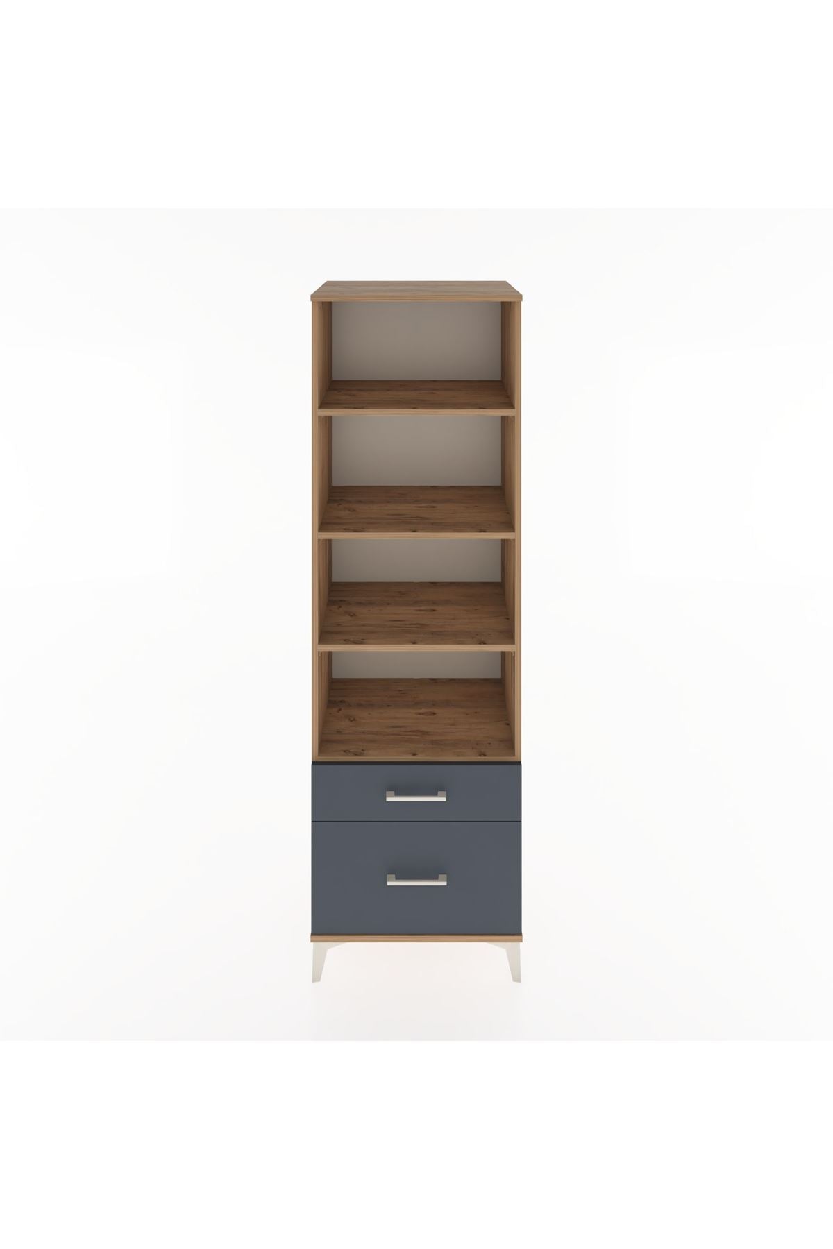 Hyperion Dolap 4 Raflı 2 Çekmeceli 60x44x195 Çam-Antrasit