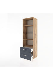 Hyperion Dolap 4 Raflı 2 Çekmeceli 60x44x195 Çam-Antrasit