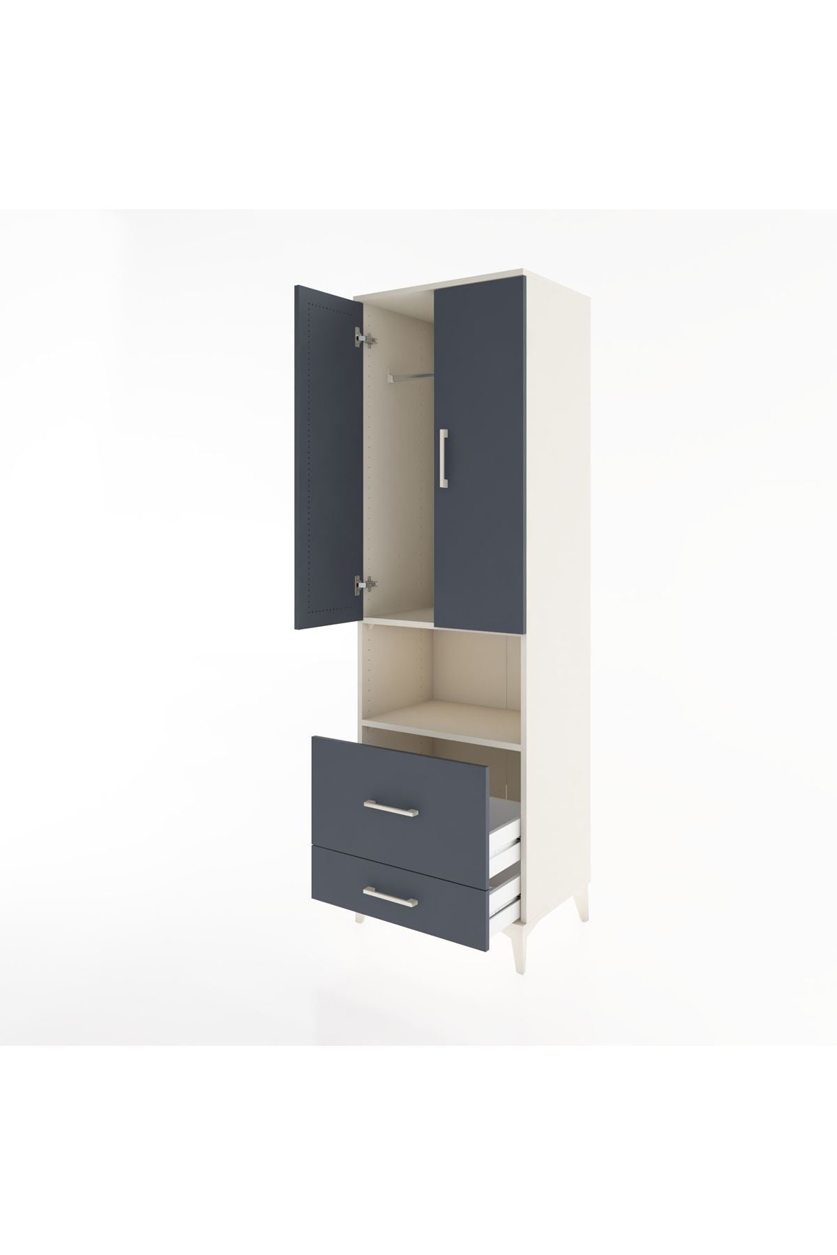 Hyperion Dolap 2 Raflı 2 Çekmeceli Tek Askılı 60x44x195 Aytaşı-Antrasit