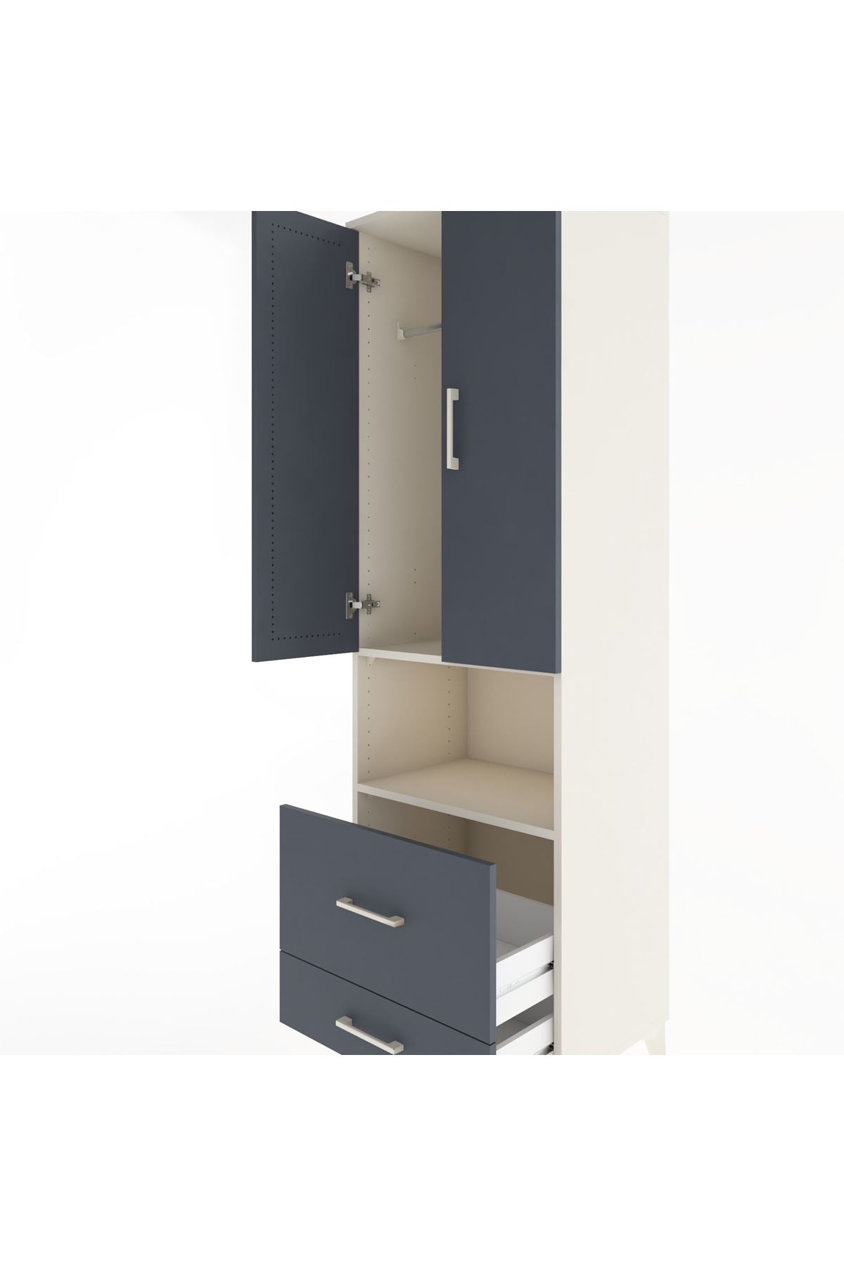 Hyperion Dolap 2 Raflı 2 Çekmeceli Tek Askılı 60x44x195 Aytaşı-Antrasit