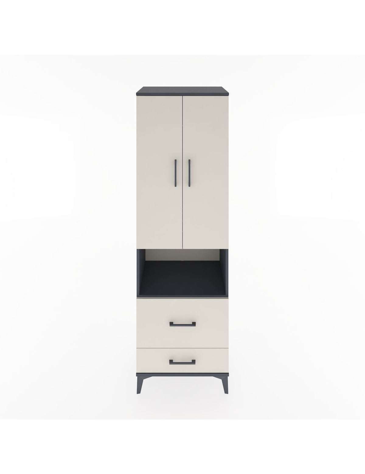 Hyperion Dolap 2 Raflı 2 Çekmeceli Tek Askılı 60x44x195 Antrasit-Aytaşı