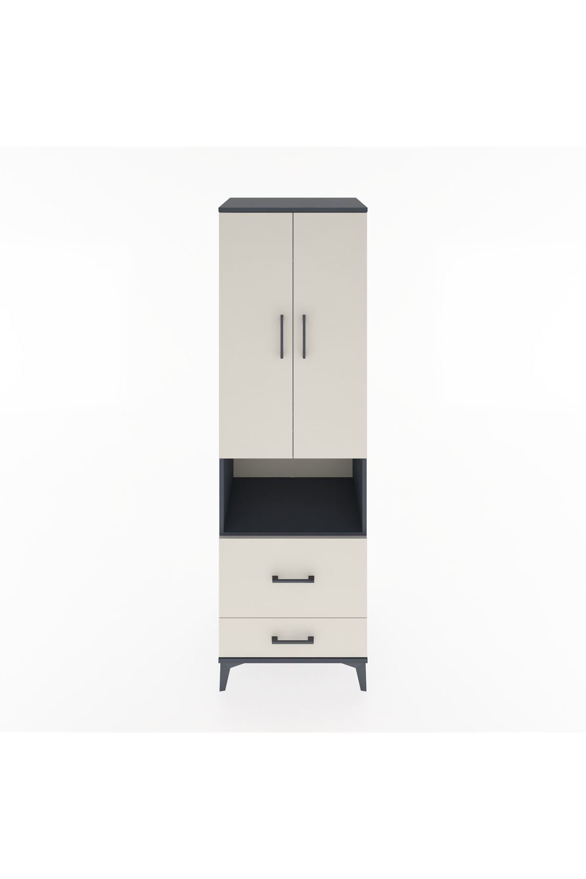 Hyperion Dolap 2 Raflı 2 Çekmeceli Tek Askılı 60x44x195 Antrasit-Aytaşı