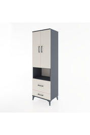 Hyperion Dolap 2 Raflı 2 Çekmeceli Tek Askılı 60x44x195 Antrasit-Aytaşı