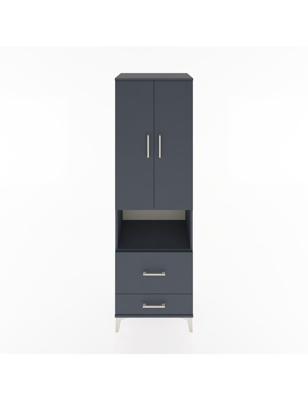 Hyperion Dolap 2 Raflı 2 Çekmeceli Tek Askılı 60x44x195 Antrasit-Antrasit