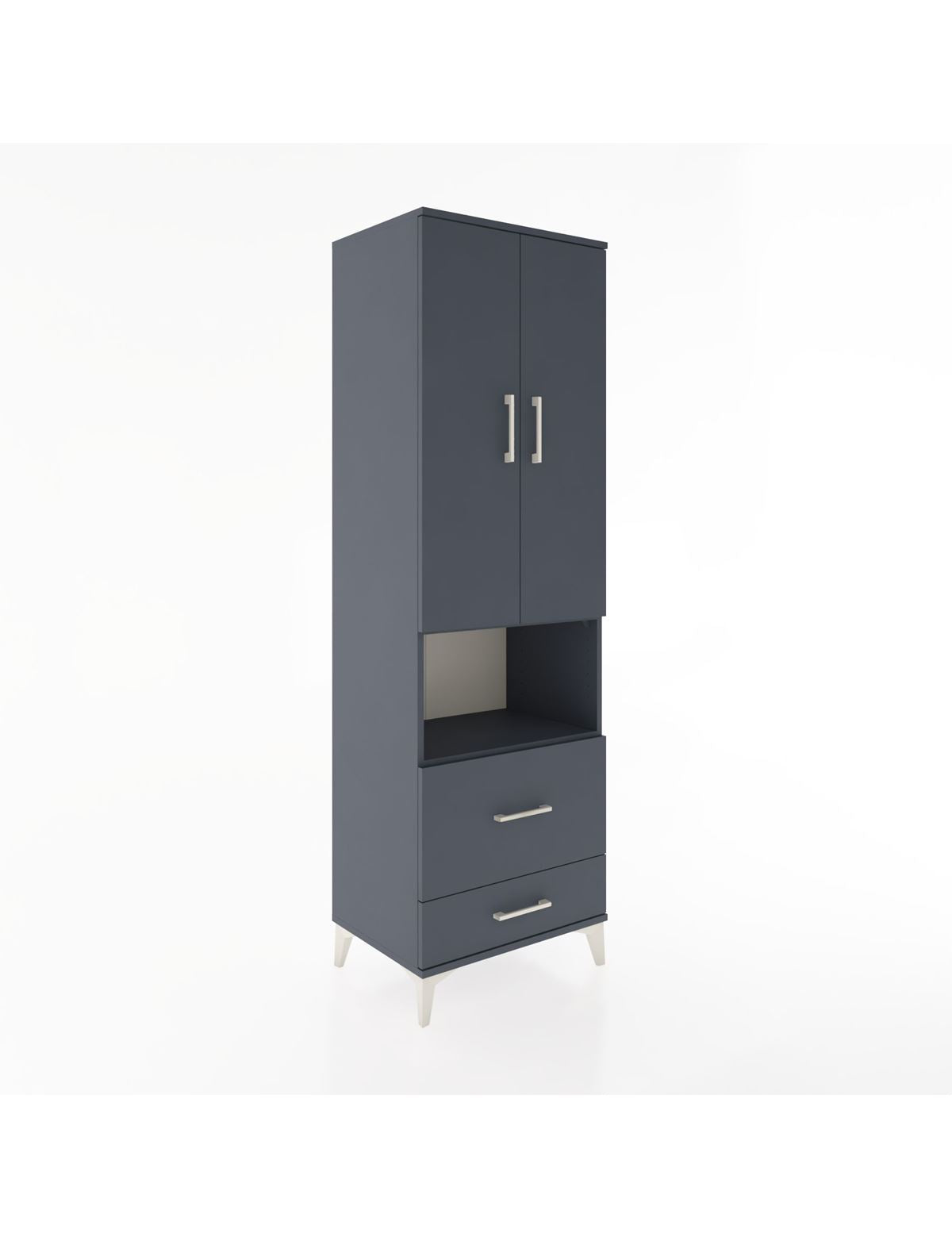 Hyperion Dolap 2 Raflı 2 Çekmeceli Tek Askılı 60x44x195 Antrasit-Antrasit