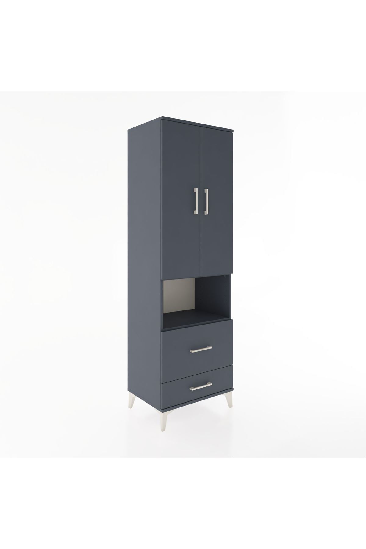 Hyperion Dolap 2 Raflı 2 Çekmeceli Tek Askılı 60x44x195 Antrasit-Antrasit