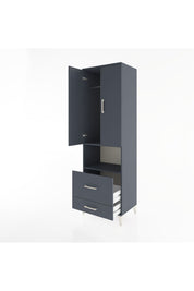 Hyperion Dolap 2 Raflı 2 Çekmeceli Tek Askılı 60x44x195 Antrasit-Antrasit