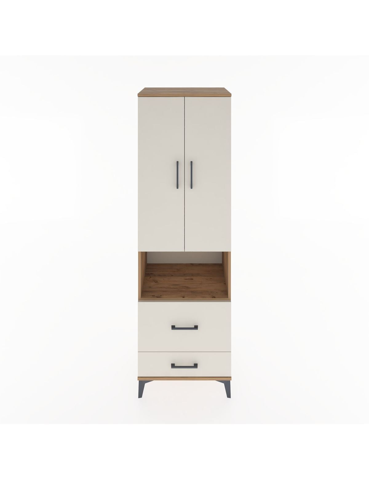 Hyperion Dolap 2 Raflı 2 Çekmeceli Tek Askılı 60x44x195 Çam-Aytaşı