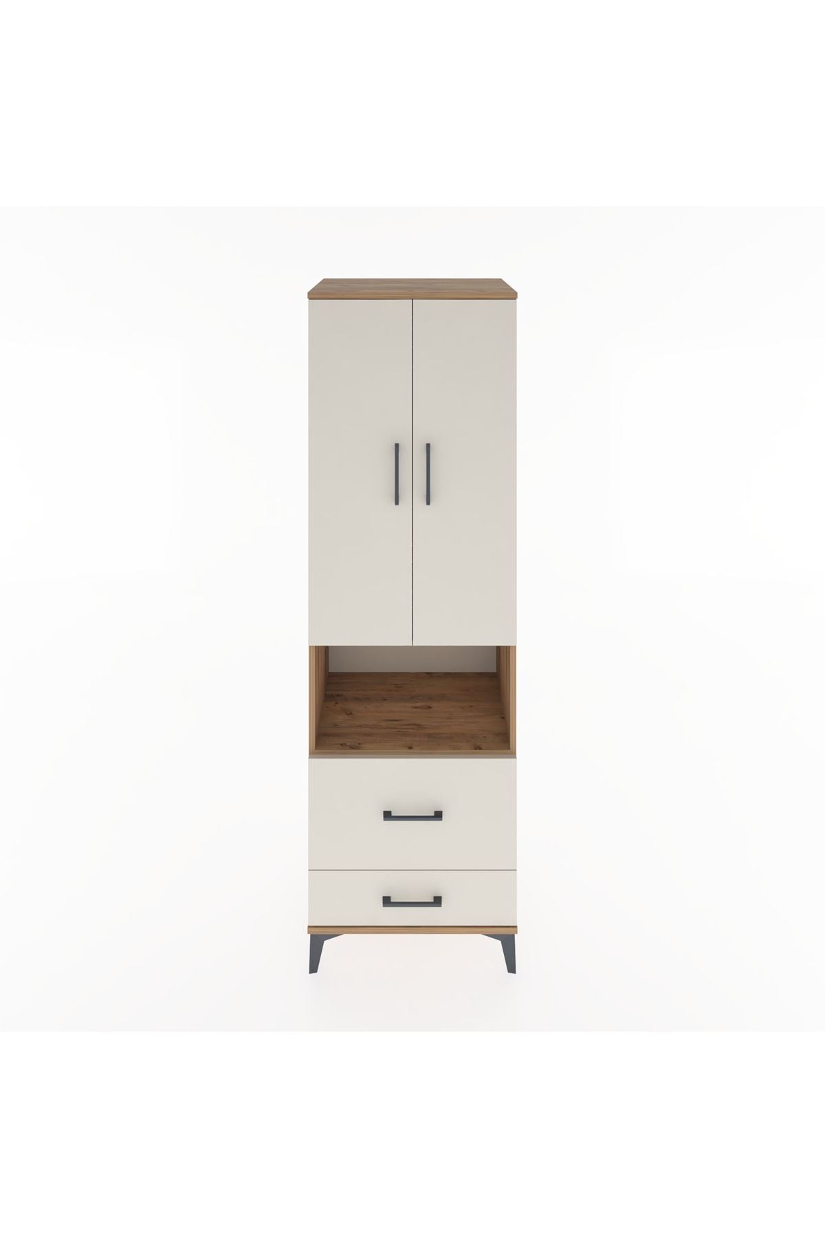 Hyperion Dolap 2 Raflı 2 Çekmeceli Tek Askılı 60x44x195 Çam-Aytaşı