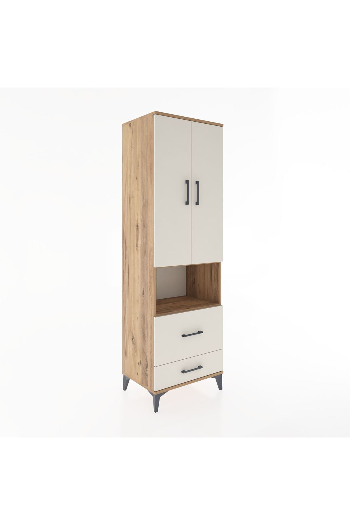 Hyperion Dolap 2 Raflı 2 Çekmeceli Tek Askılı 60x44x195 Çam-Aytaşı