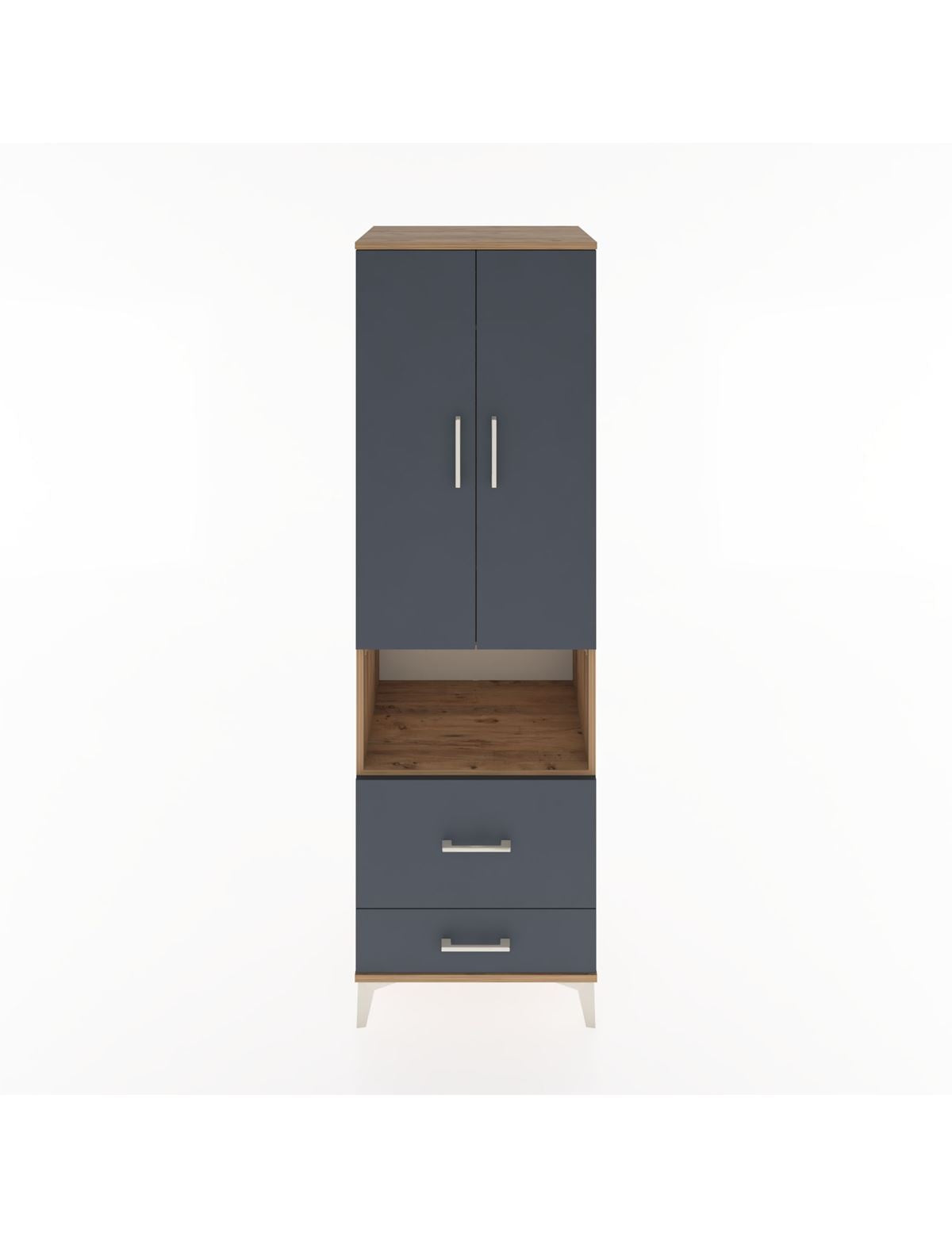 Hyperion Dolap 2 Raflı 2 Çekmeceli Tek Askılı 60x44x195 Çam-Antrasit