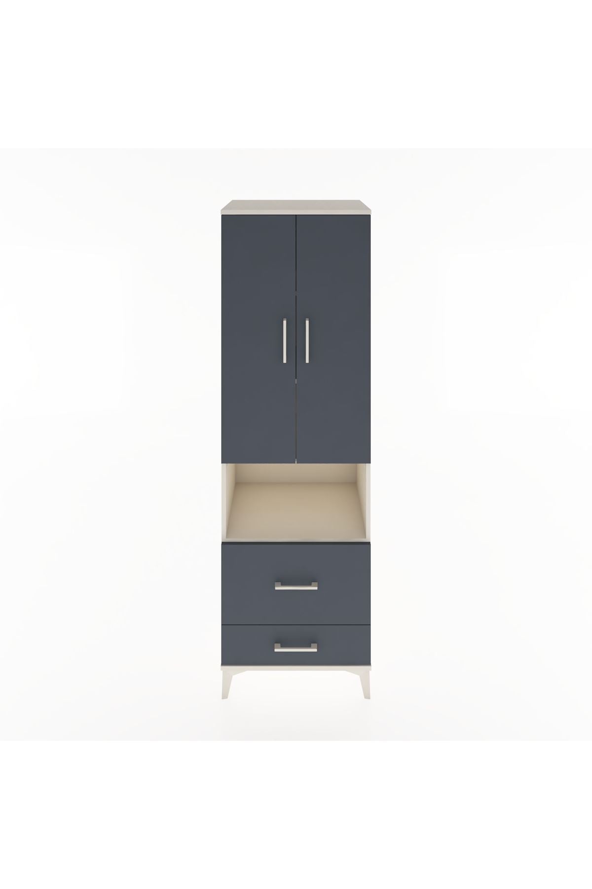 Hyperion Dolap 4 Raflı 2 Çekmeceli 2 Kapaklı 60x44x195 Aytaşı-Antrasit