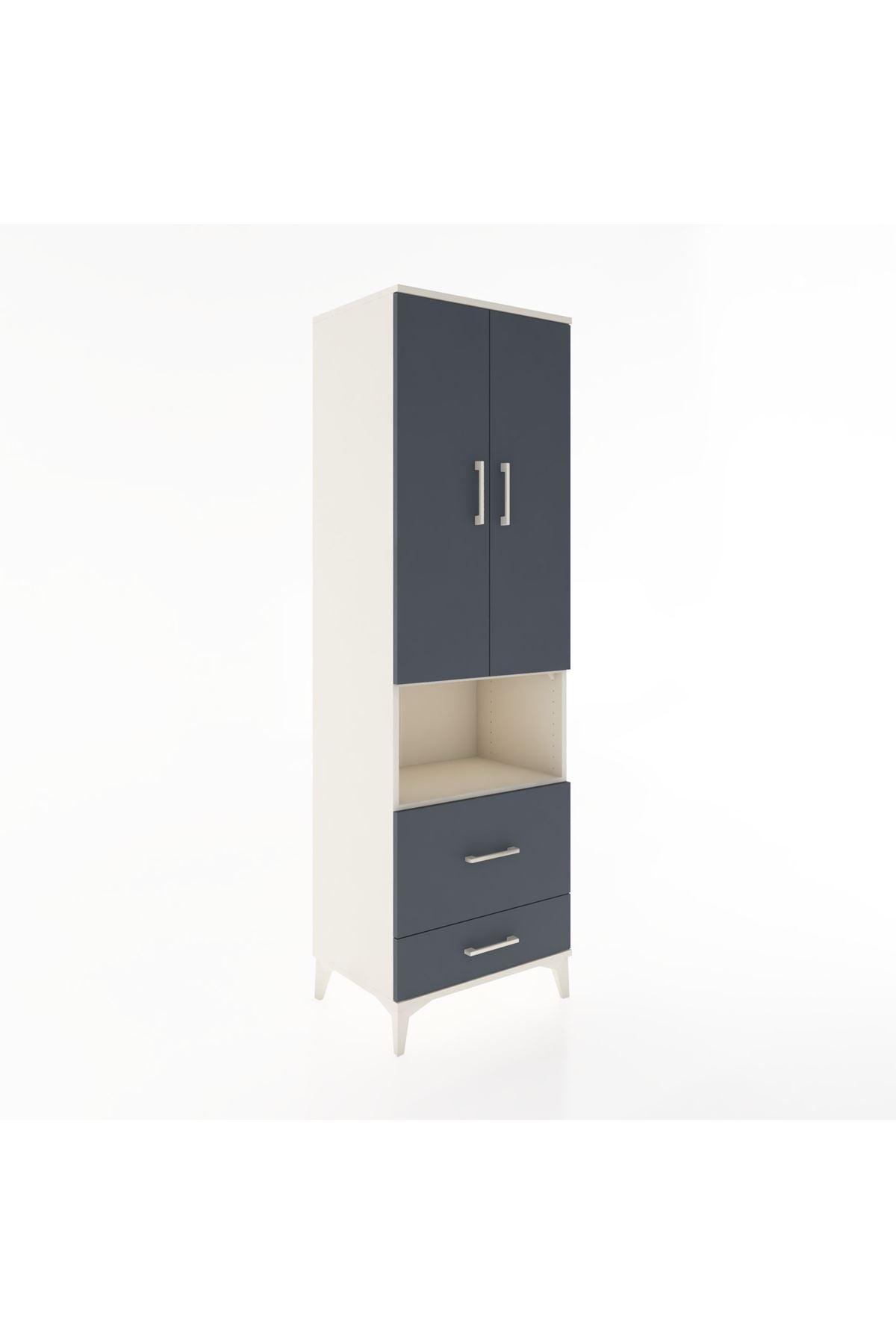 Hyperion Dolap 4 Raflı 2 Çekmeceli 2 Kapaklı 60x44x195 Aytaşı-Antrasit