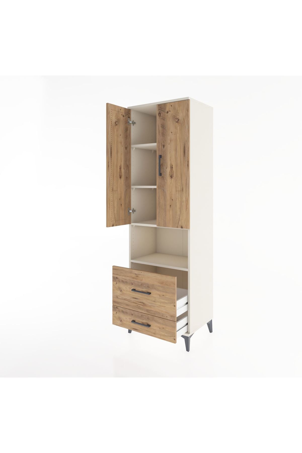 Hyperion Dolap 4 Raflı 2 Çekmeceli 2 Kapaklı 60x44x195 Aytaşı-Çam