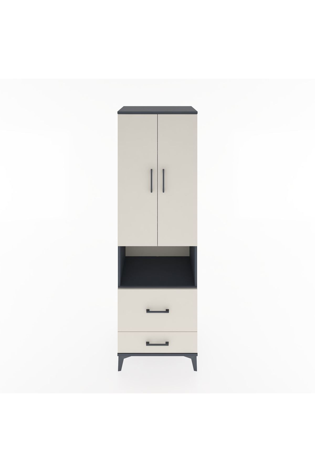 Hyperion Dolap 4 Raflı 2 Çekmeceli 2 Kapaklı 60x44x195 Antrasit-Aytaşı