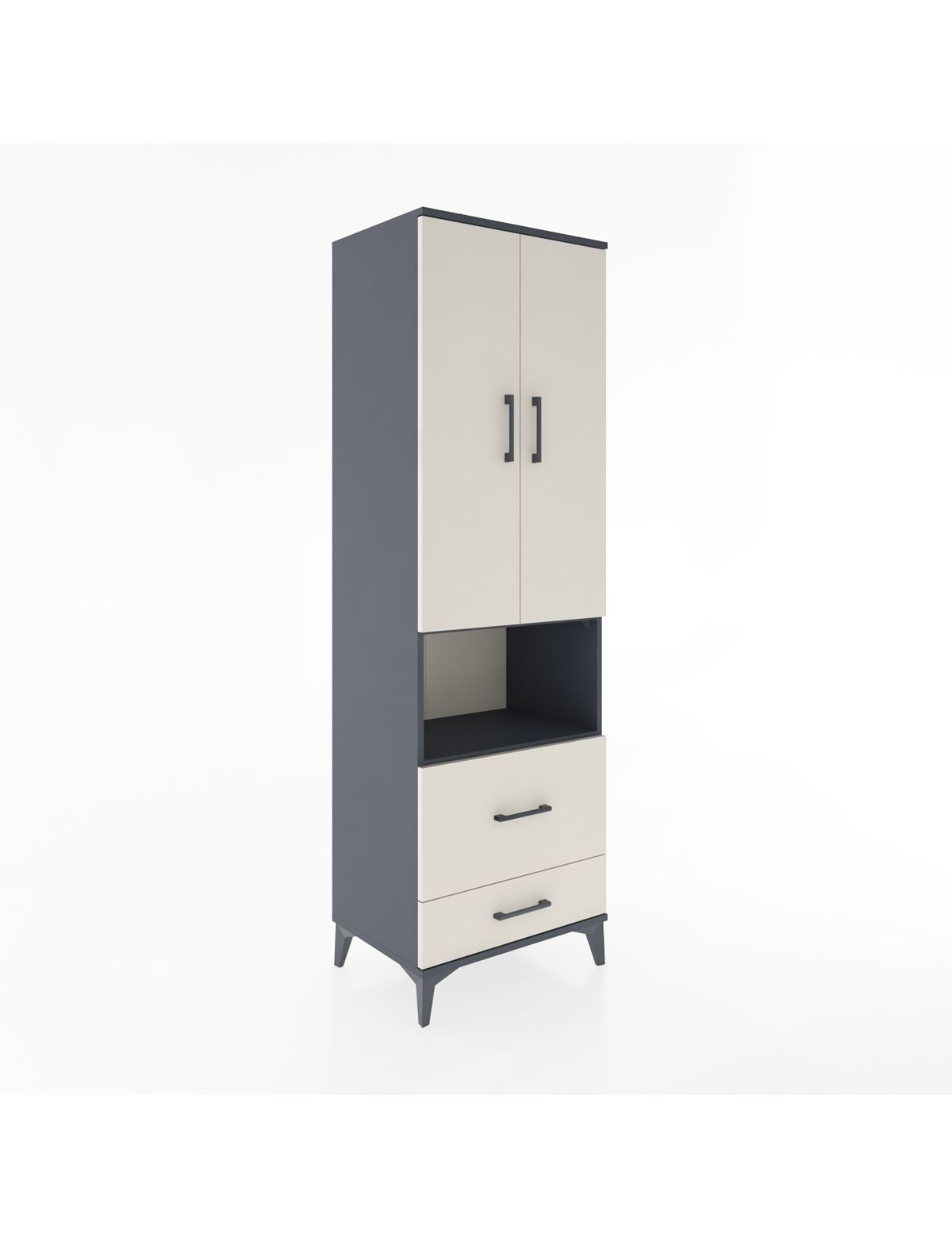 Hyperion Dolap 4 Raflı 2 Çekmeceli 2 Kapaklı 60x44x195 Antrasit-Aytaşı