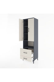 Hyperion Dolap 4 Raflı 2 Çekmeceli 2 Kapaklı 60x44x195 Antrasit-Aytaşı