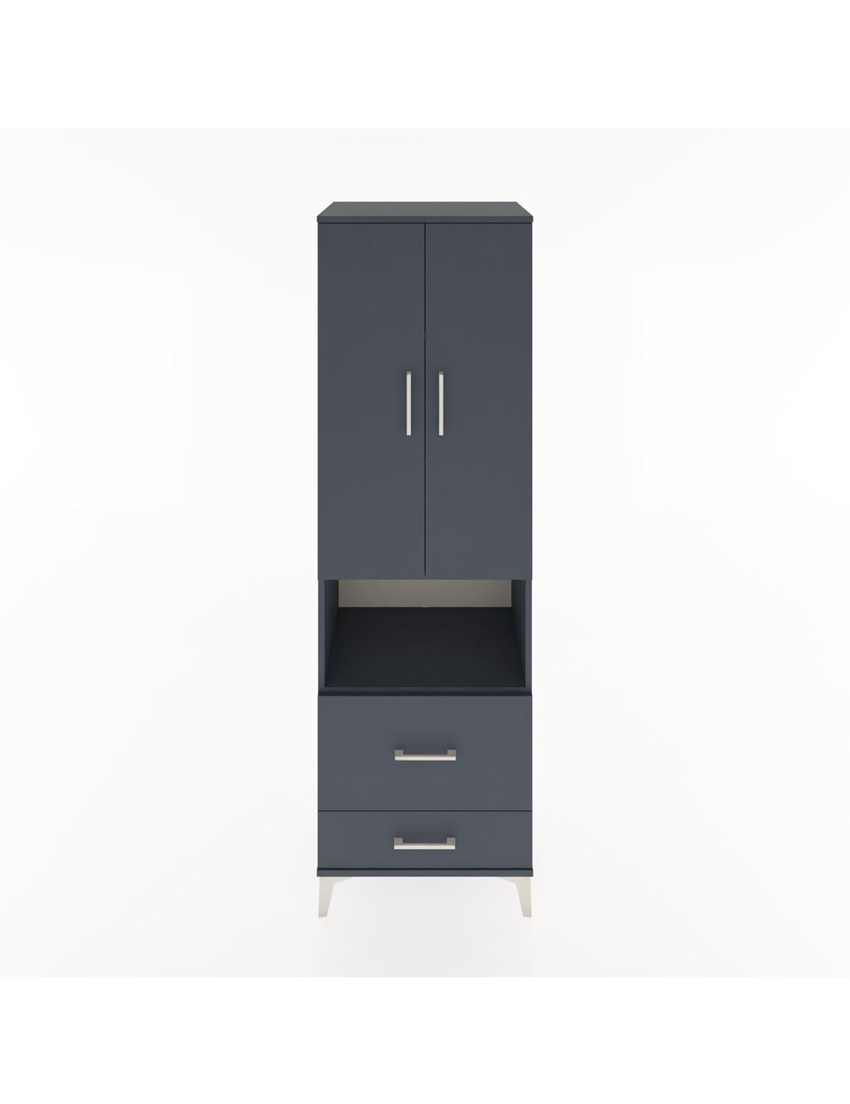 Hyperion Dolap 4 Raflı 2 Çekmeceli 2 Kapaklı 60x44x195 Antrasit-Antrasit