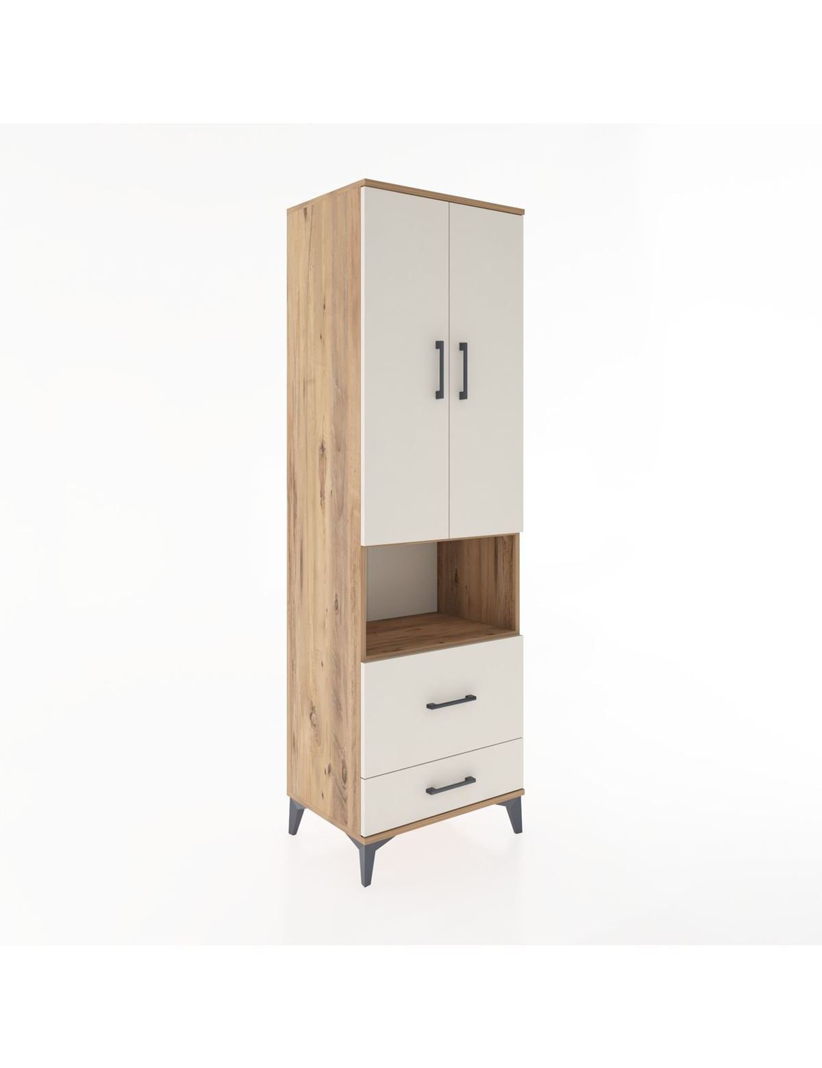 Hyperion Dolap 4 Raflı 2 Çekmeceli 2 Kapaklı 60x44x195 Çam-Aytaşı