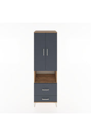 Hyperion Dolap 4 Raflı 2 Çekmeceli 2 Kapaklı 60x44x195 Çam-Antrasit