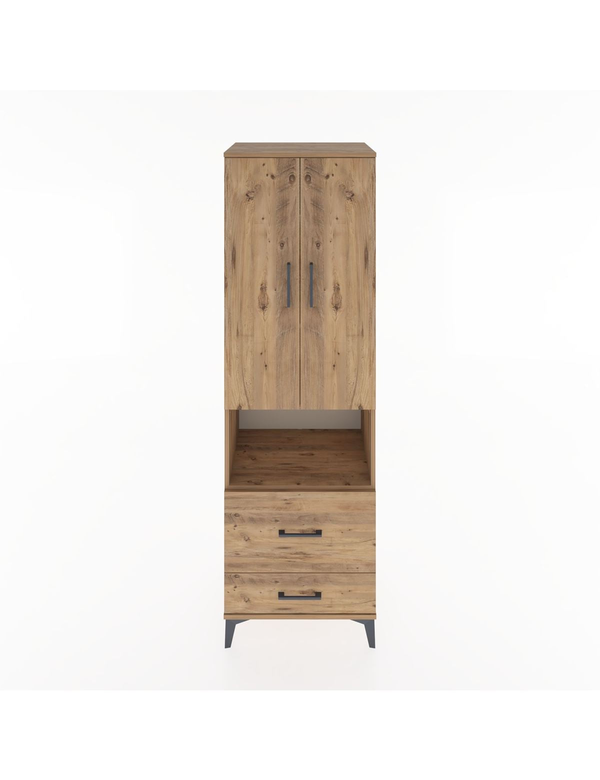 Hyperion Dolap 4 Raflı 2 Çekmeceli 2 Kapaklı 60x44x195 Çam-Çam